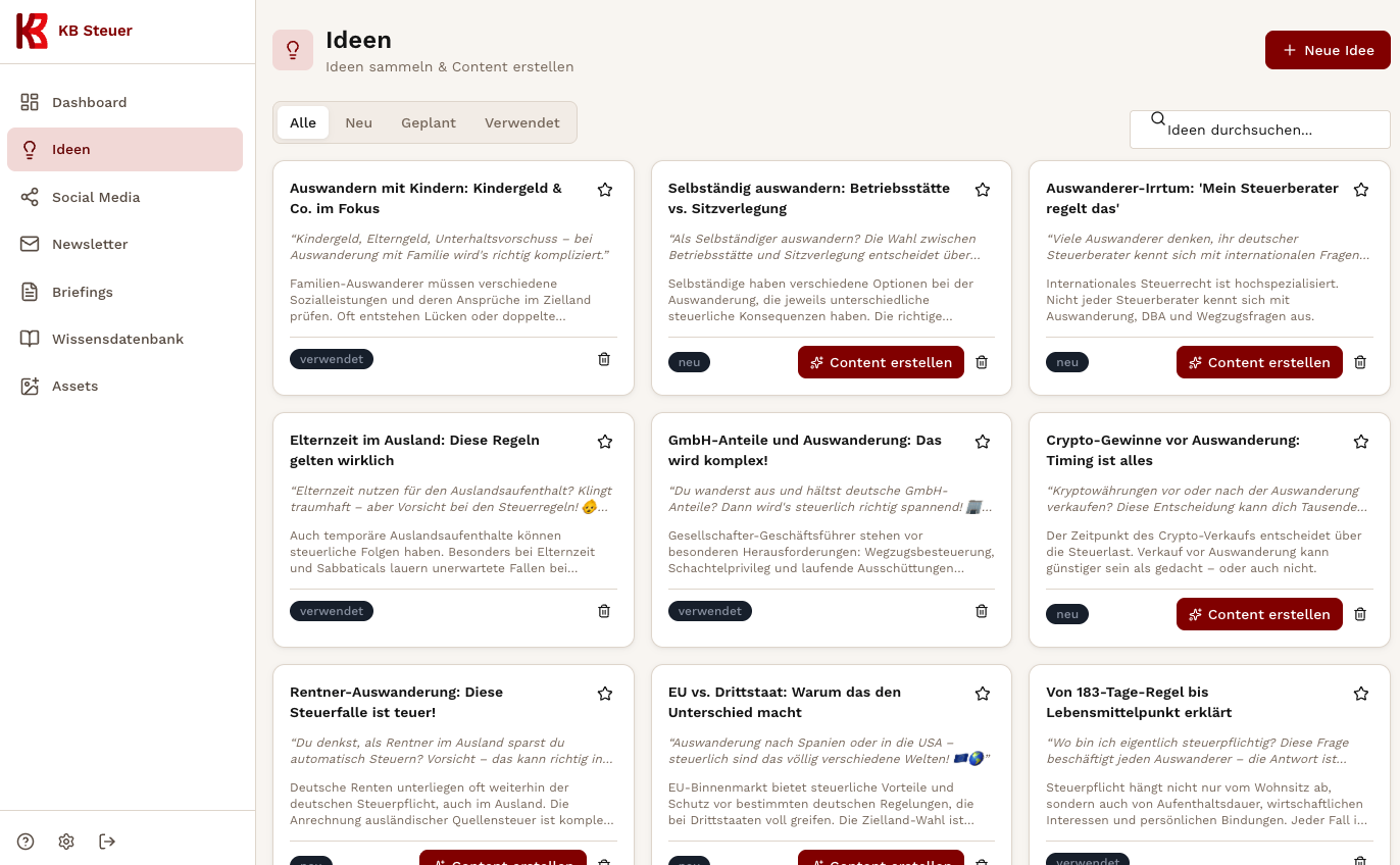 Social-Media-Automatisierung, Newsletter & Mandantenvorbereitung